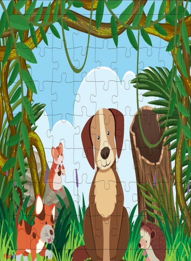 فيدلايز أحجية خشبية من فيدليز مكونة من 54 قطعة للأطفال من عمر 6 سنوات فما فوق، أحجية خشبية مزدوجة الطبقات مع طباعة أمامية وخلفية زاهية، أحجية تعليمية للأطفال (حيوانات أليفة) - Image 1